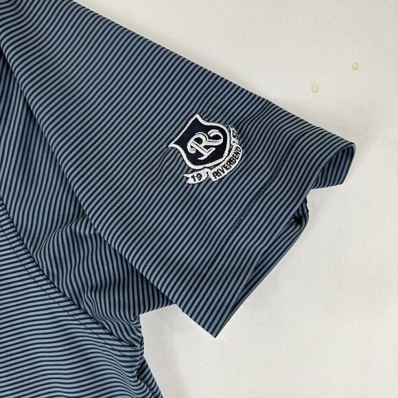 Dunning Golf Riverbend Country Club 1957 Blue Striped Polo Shirt S/S Sz L - Picture 3 of 6